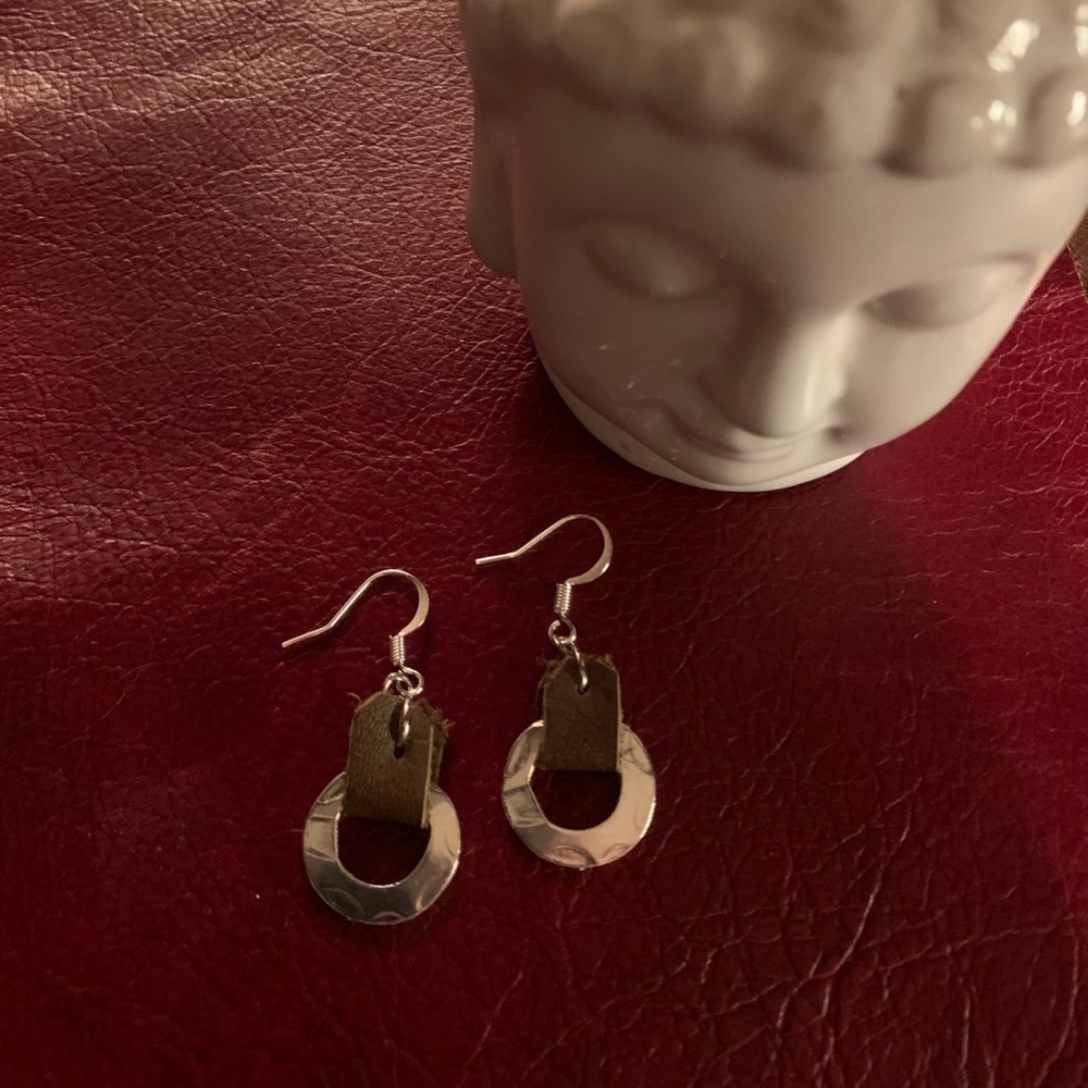 Leather & Silver Earrings